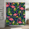 Tropical Floral Shower Curtain with Pink Flamingos Bath Decor Waterproof Fabric Customize Size Available for Bathroom Accessorie