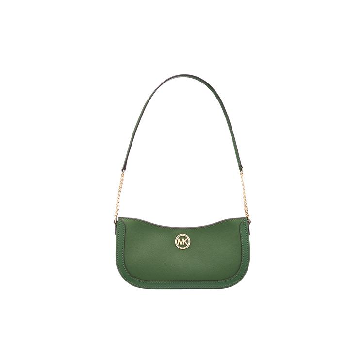 New MICHAEL KORS Leather Crescent Bag Shoulder Bag Small Size Women's Leather Brown/Milk White/Green 35S4G9GU5L