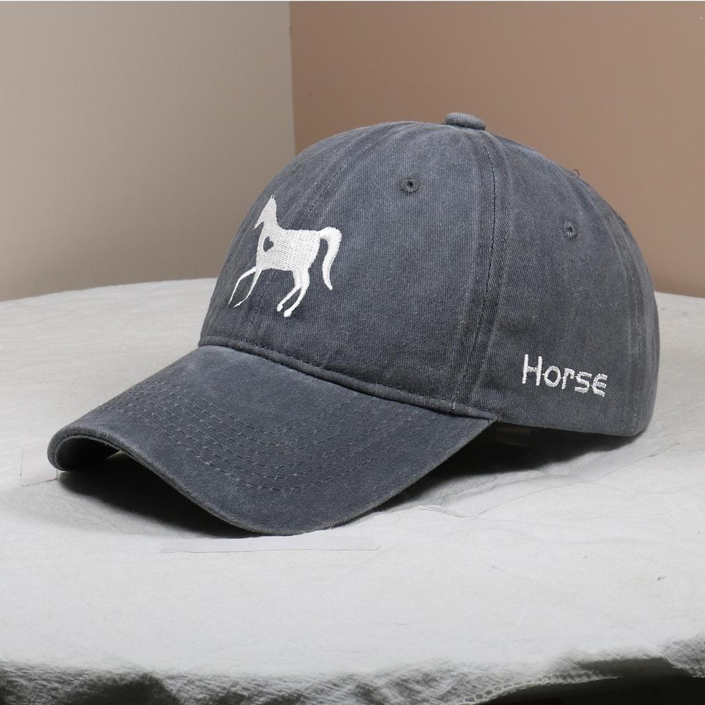 Love Horse Embroidered Cotton Baseball Cap - Casual Outdoor Sun Protection Hat