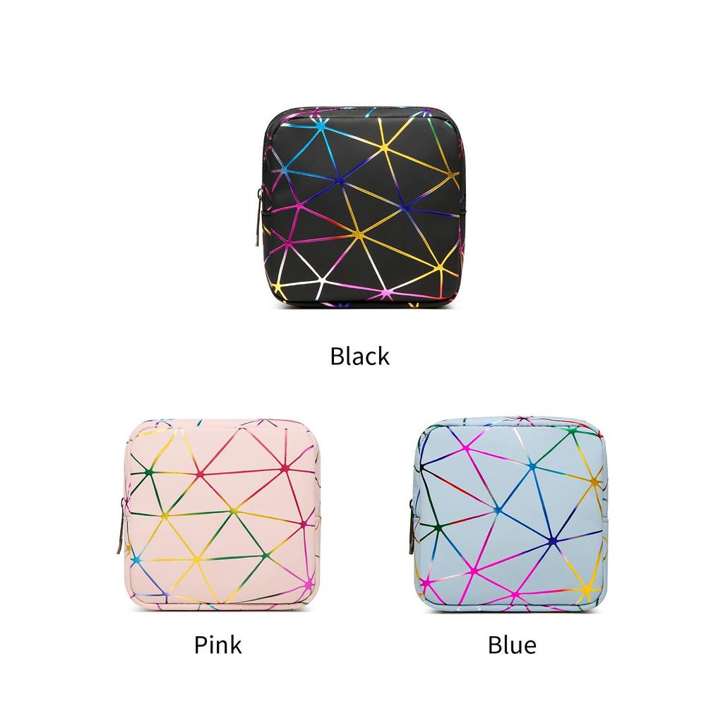 PU Multi-Purpose Diamond Pattern Sanitary Napkin Bag: Portable Menstrual Pad, Lipstick, & Coin Purse for Girls