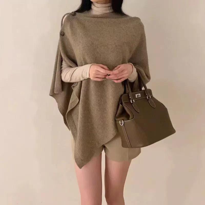 2025 New Style Australian Merino Wool Oblique Cut Cape with Gold Buckle