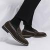 British Style New Loafers Men's Low Heel Suede Business Casual Shoes Large Size Comfortable Driving Shoes Versatile Oxford Shoes