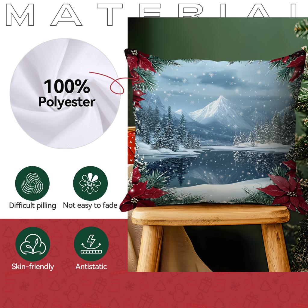 Winter Snow Scenery Pillowcase Printed Polyester 40/45/50Cm Throw Pillowcover Decorative Sofa Cushion Pillowslip Home Decor
