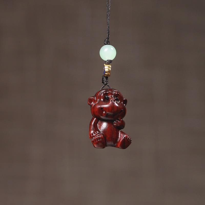 Purple Sandalwood Zodiac Monkey Pendant and Rosewood Keychain