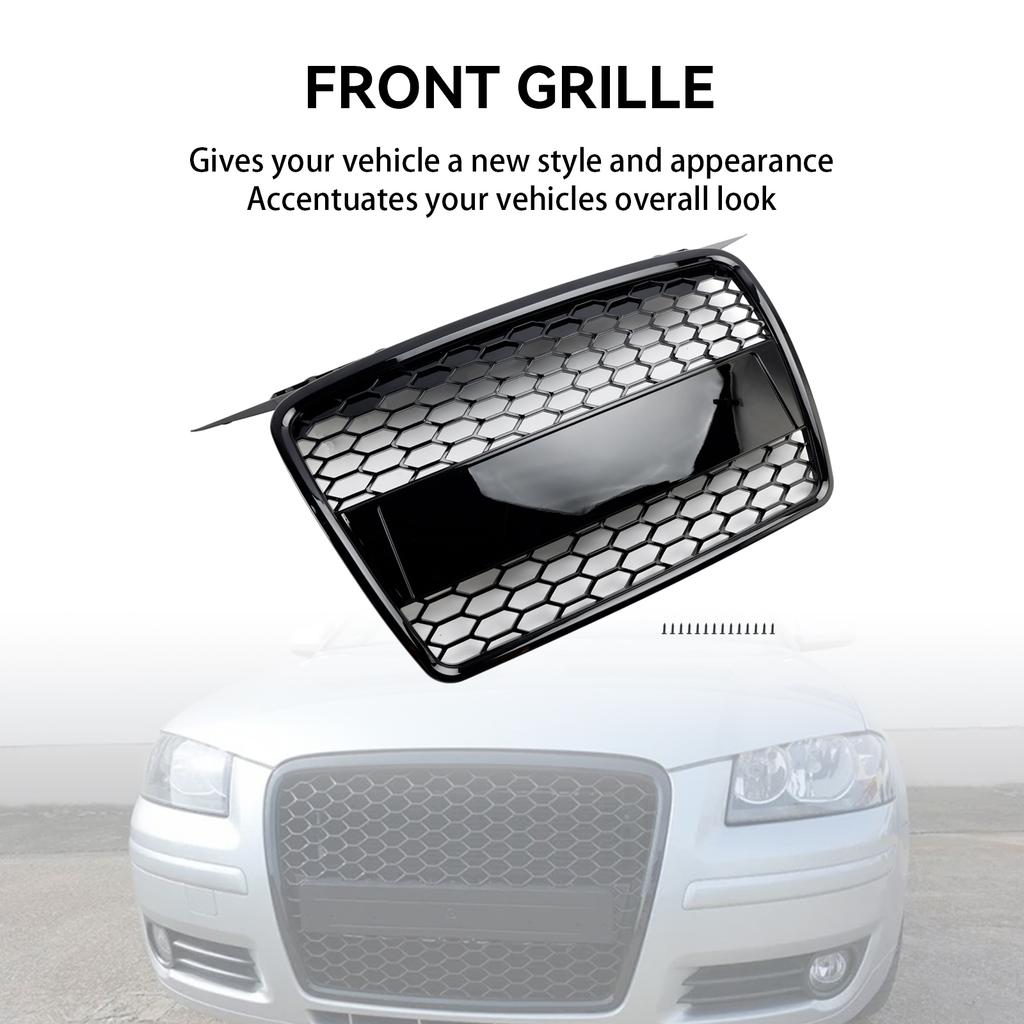 RS3 Style Front Bumper Grill Grille Fit A3 8P 2004-2008 8P4853651A