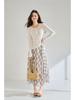 Plaid Asymmetrical Draped Chiffon Midi Skirt with Irregular Hem