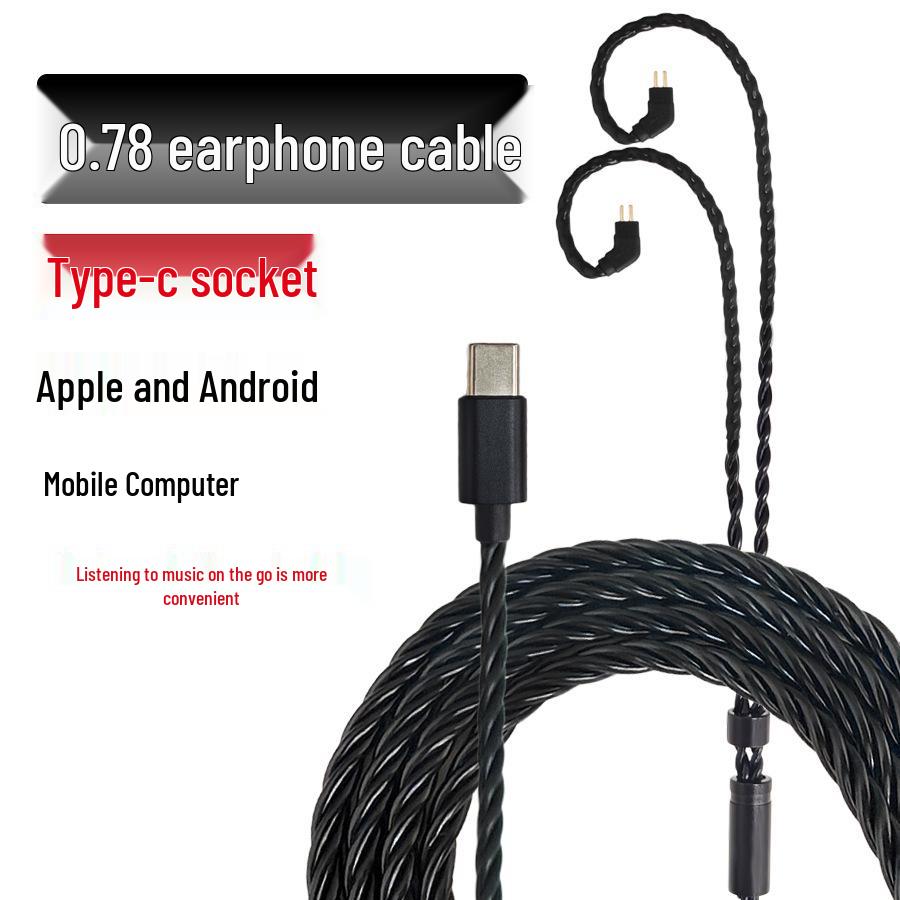 Hi-Fi Typ-C 0,78 mm Doppelstift Kopfhörer Ersatzkabel