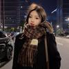 Retro Internet celebrity plaid scarf girls winter ins Korean version versatile warm long shawl dual-purpose student scarf