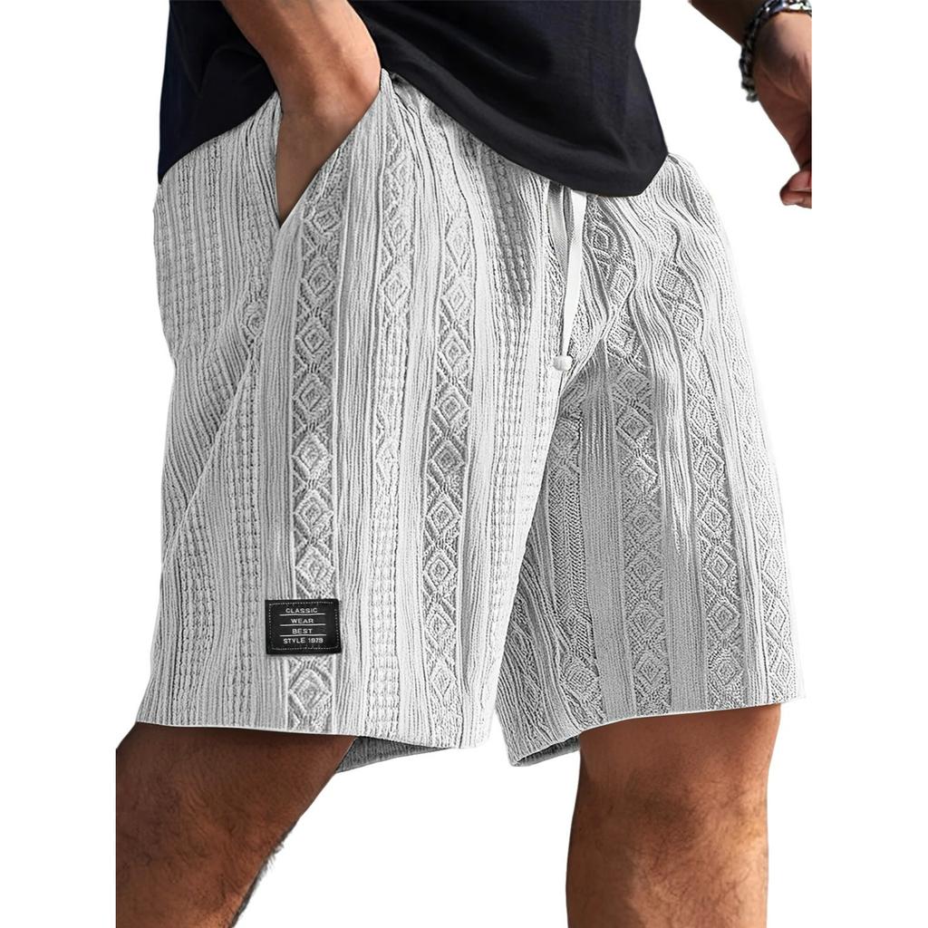 Shorts décontractés confortables pour hommes, texture jacquard quotidienne, logo mode