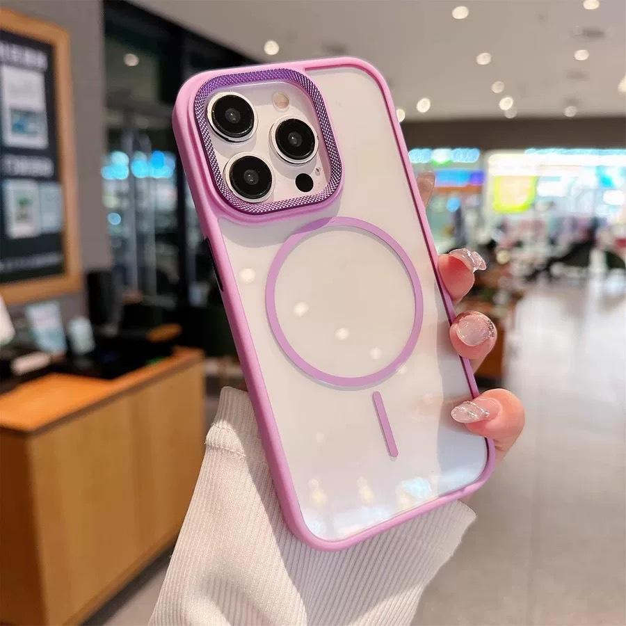 

Applicable To Apple 16 High Translucent Ring Magnetic Suction Phone Case IPhone 15 Drill Pattern Lens PC Anti Fall Protection Case iPhone 12 PROMAX