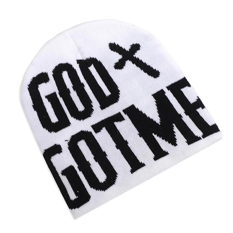 Letter Print Y2K Beanie Hats for Men's and Women's,Cool Letter Graphic Skull Cap,Outdoor Riding,skiing Outdoor Warm Head Hat