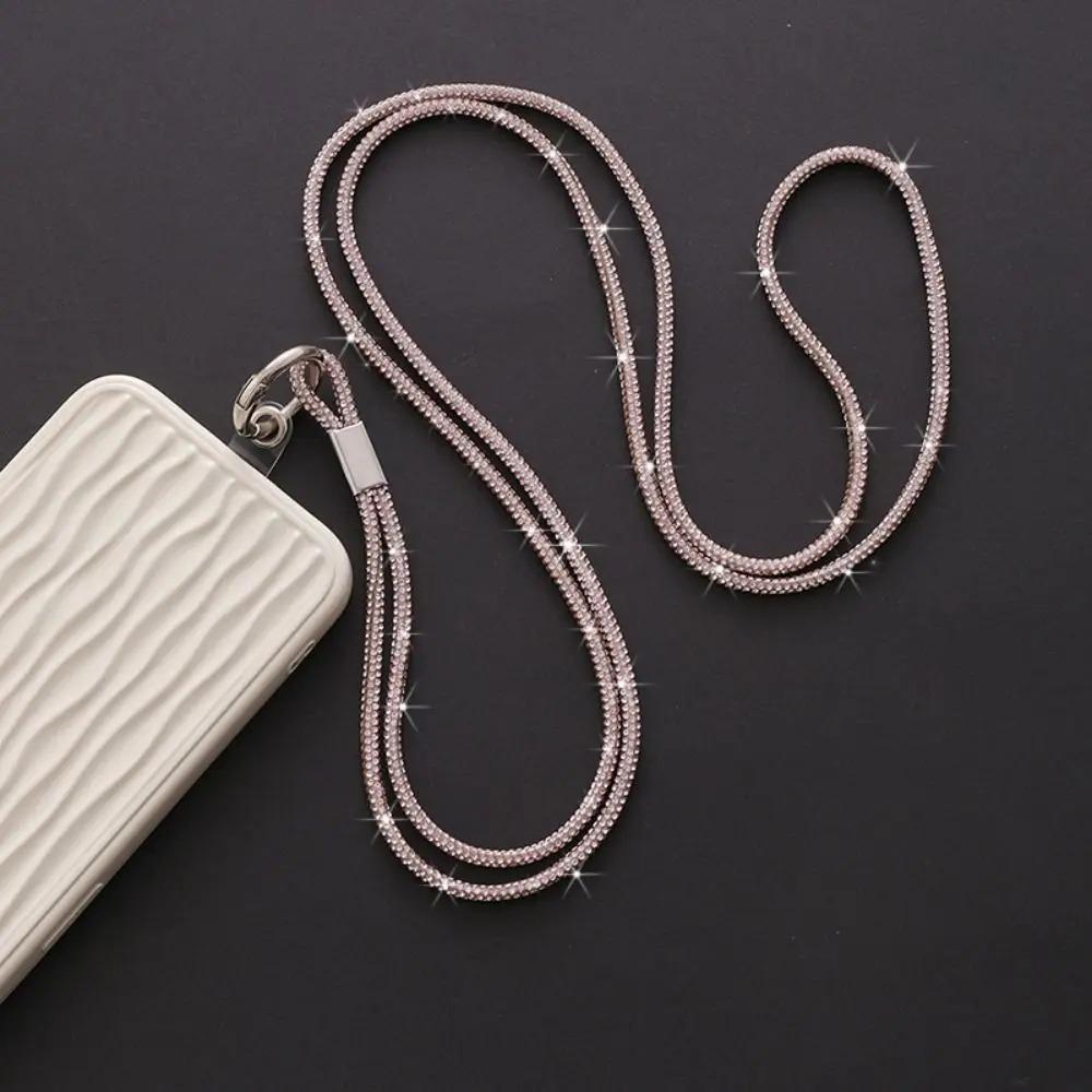 Short Wrist Style Rhinestone Women's Full Diamond Pendant Clip Style Pendant Mobile Phone Strap Long Neck Strap Anti Loss Sling