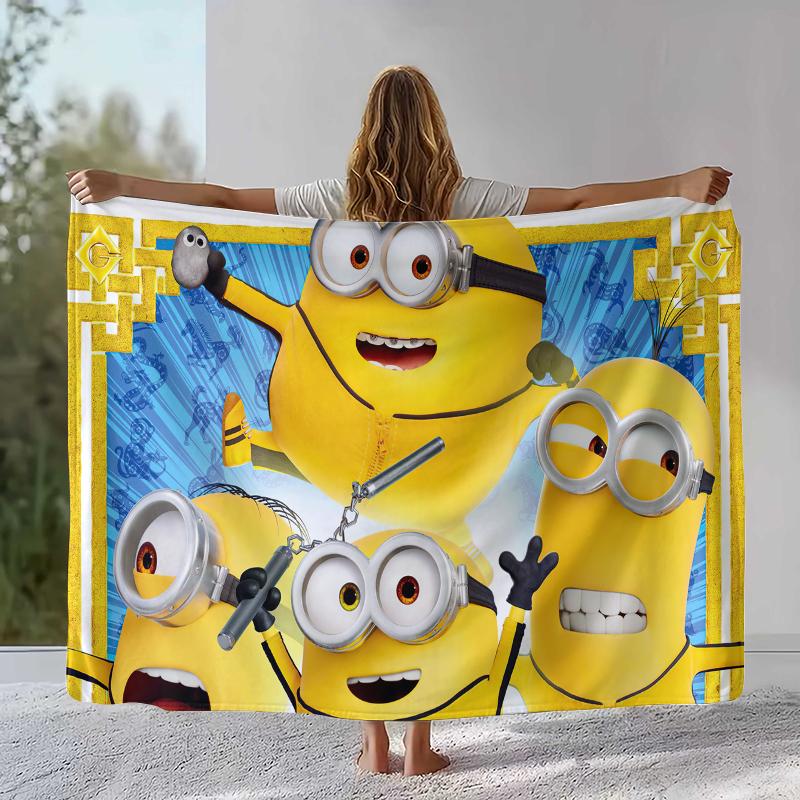 Cute Minions Cartoon Flannel Blanket,Ultra Soft Warm Plush Throw for Home Bedroom Bed Sofa Cover Camping Picnic Gift Kids