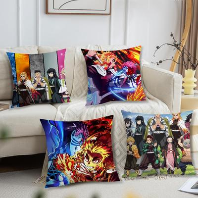 Anime Art Comic d-Demon s-Slayer Cushion Cover Comfortable Soft Pillow Case for Sofa Living Room Home Decor Protective Covers