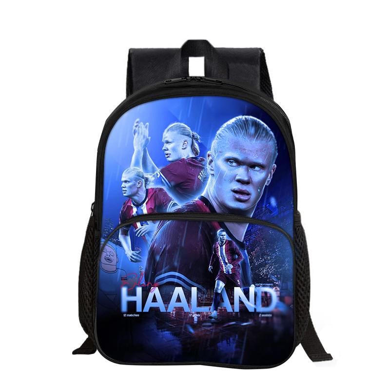 Zaino con Tasca Frontale Haaland Studenti Bambini Stella del Calcio Borsa da Scuola Calcio Sportivo Zaino da Viaggio Grande Capacità