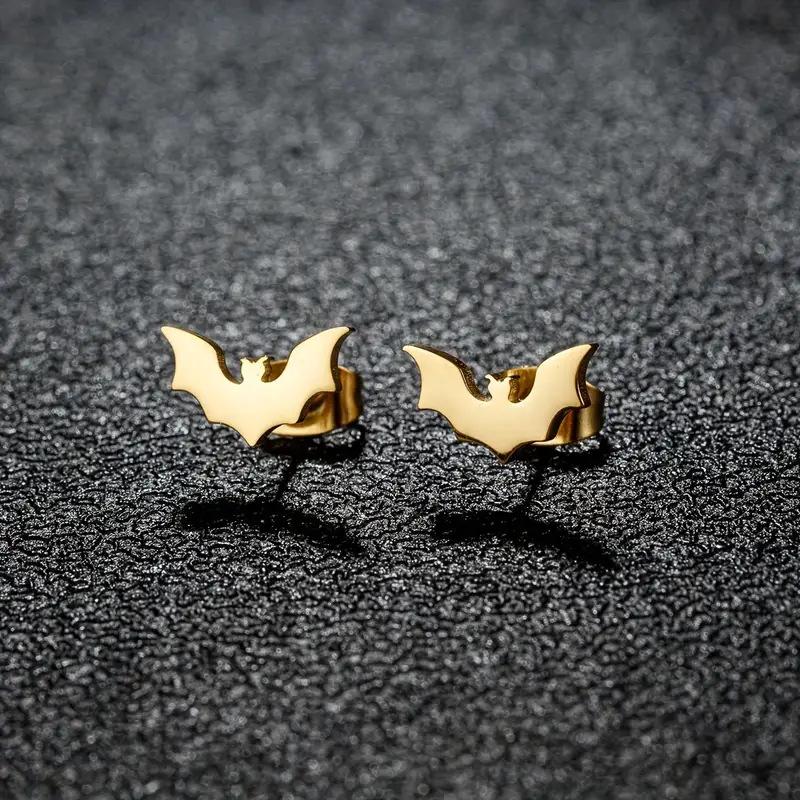 Fashionable Simple and Personalized Stainless Steel Bat Earrings