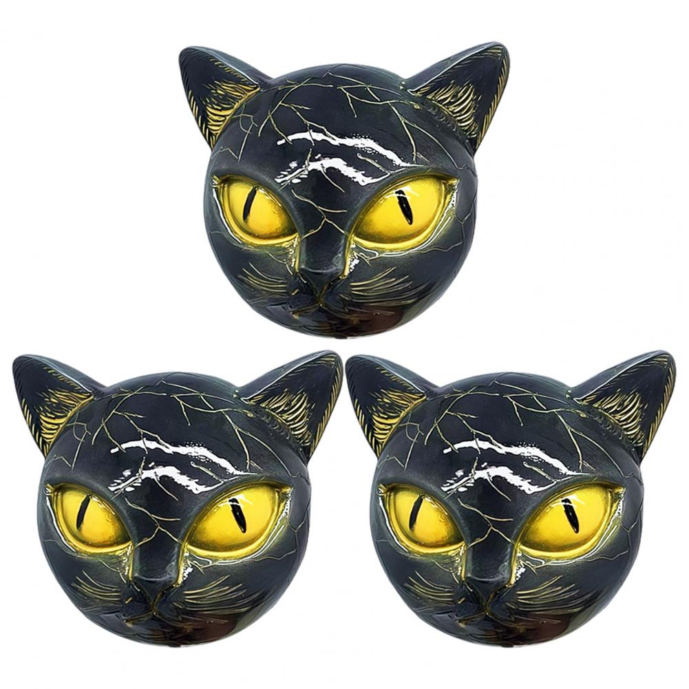 Resin Cat Sculpture Amber Eyes Cat Ornament Hand-carved Cat Stone Figurine Elegant Home Decor Keepsake Gift for Lovers for Women