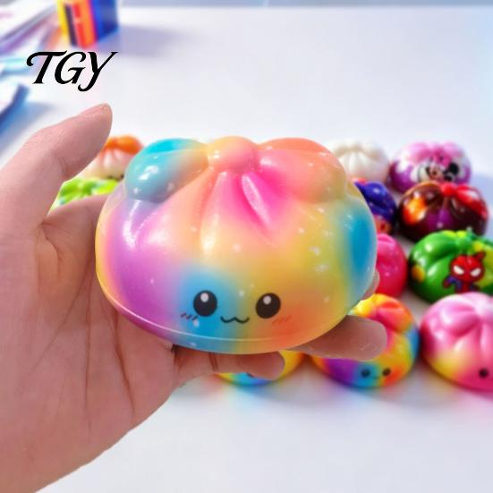 Cute Novelty Gifts for Birthday Colorful Bun Squeeze Toy, Soft Sensory Fidget TPR Balls Stress Relief Toy Adults Kids Anxiety Items