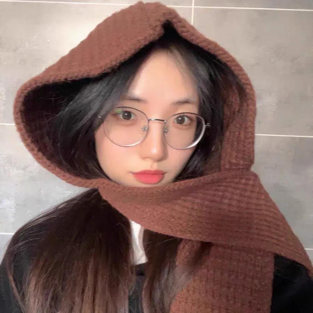 Acrylfasern Gestrickte Kapuzenmützen Dreieckiges Winter-Halstuch Hut Halswärmer Mützen Mützen Arbeit