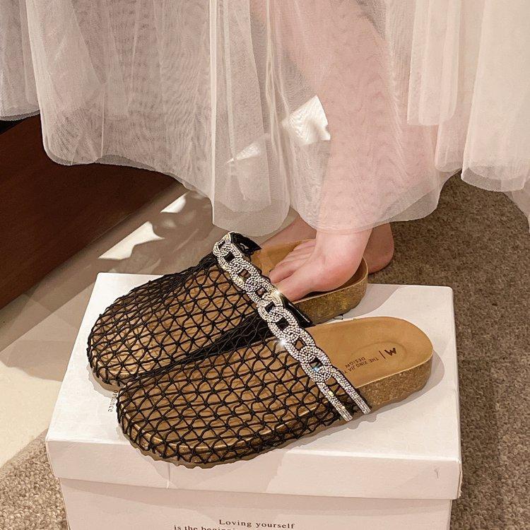 European and American fashion hollow woven bag head cool slippers women's 2025 new comfortable and lightweight skirt beach slippers