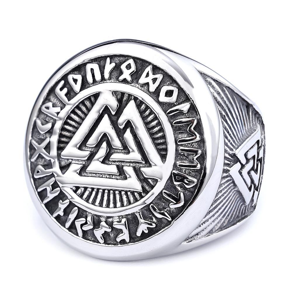 Mens Viking Rune Ring Titanium Steel Jewelry Norse Symbol Unique Stylish Accessory
