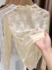 Damen Spitze Hoher Hals Rüschen Top - Neu Herbst 2026 Langarm Basisschicht