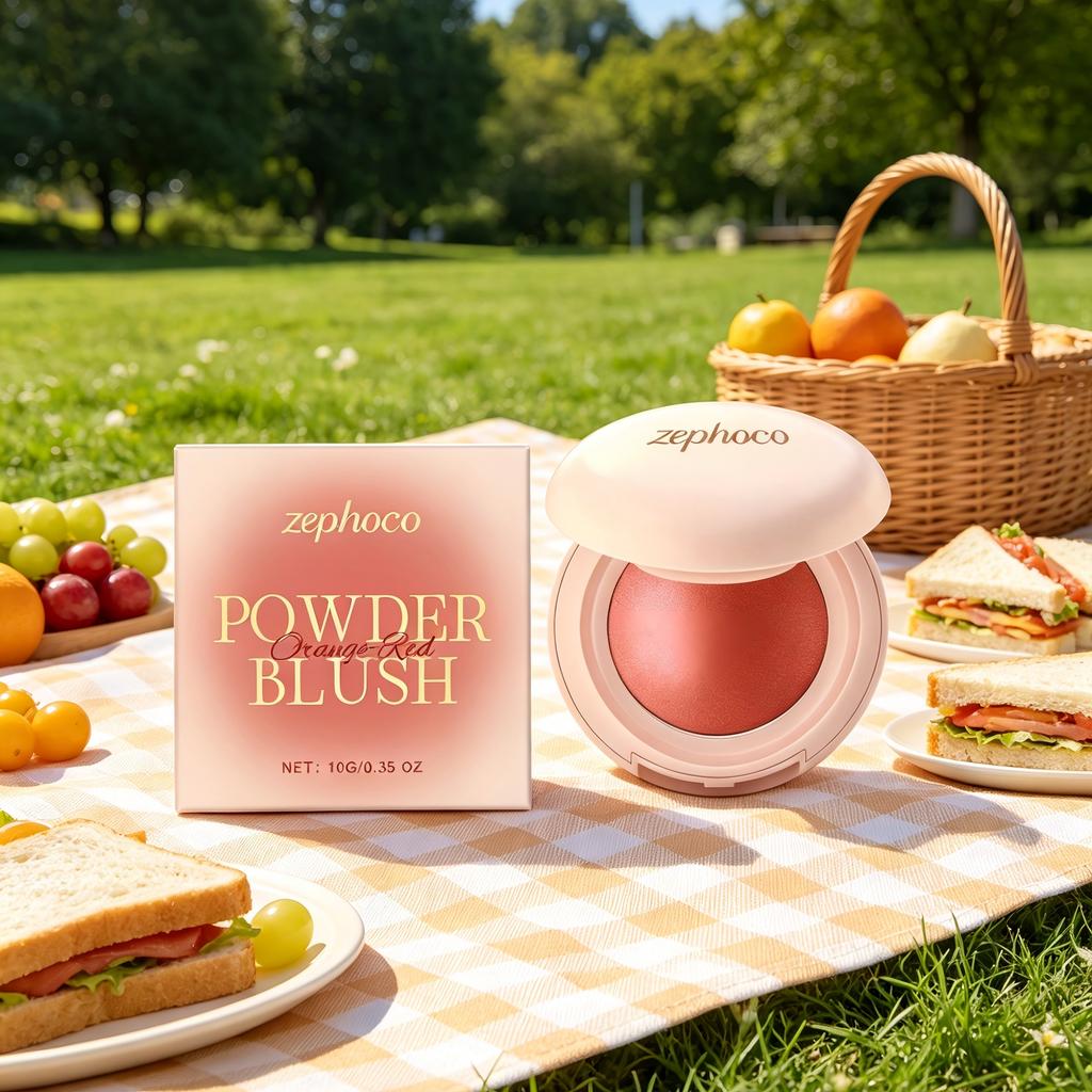 Zephoco Powder Blush Brighten for Mature Skin Natural Finish Silky Smooth Formula High Pigment Face Cosmetics Cheek Blush Powder