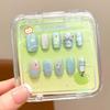 Hot Cartoon Children Wearing Nails Cherry Bow Detachable Press on Nail Cute Nail Tips for Girls Students