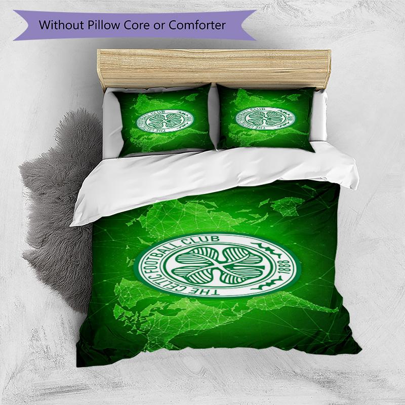 Celtic Football Club Crest Printed Pattern Duvet Cover Set – Includes 1 Duvet Cover and 2 Matching Pillowcases Bedroom Decor Christmas Gifts