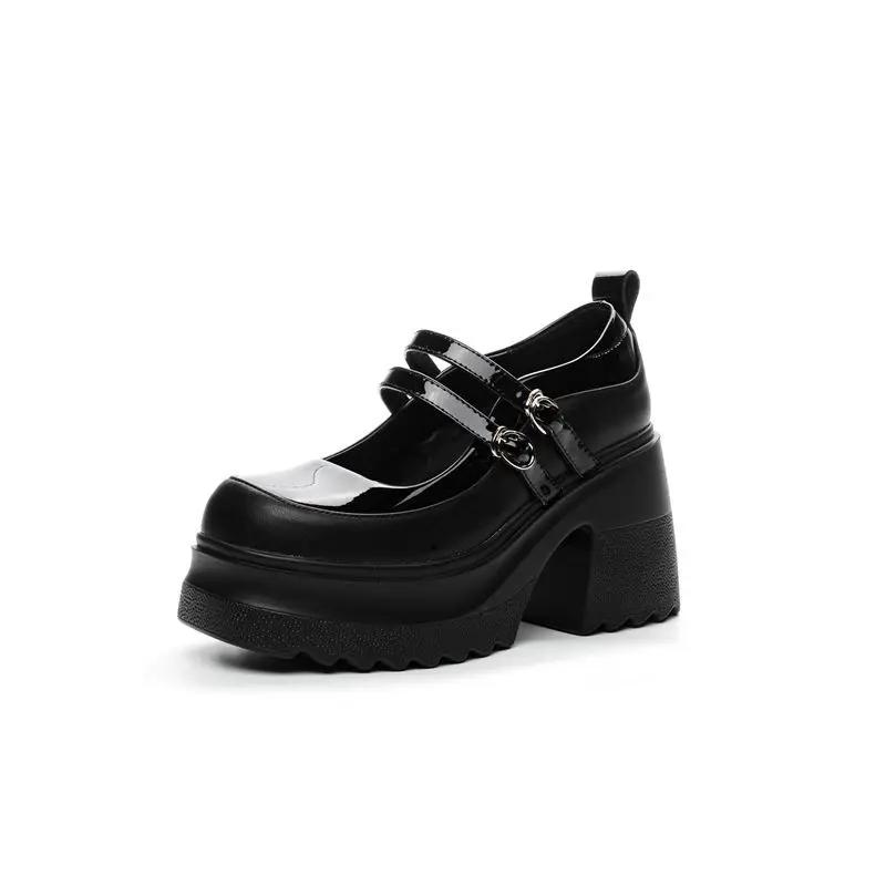 Fashion 10cm Women's Mary Jane Shoes with Chunky Heels, Thick Platform Soles, and Cute Bow Knot women sneakers