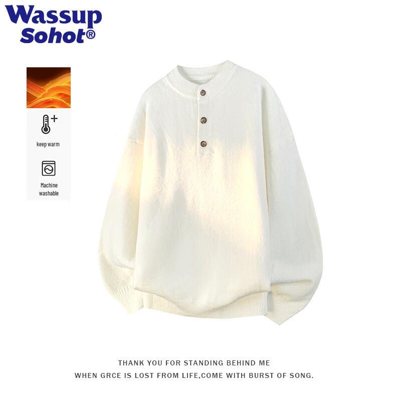 Wassup Sohot Old Money Style Men's Henley Collar Pullover Sweater