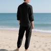 Spring and Summer Men's Linen Button Long Sleeved Shirt and Pants Set, Fashionable, Casual,  Breathable, Quick Drying 2-Pic Set