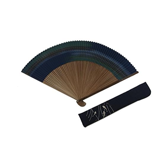 [Hasegawa] Kyoto Folding Fan, Kasumi (Mist) Pattern, Navy, Men's 60-Rib Fan, Includes Ayu (Sweetfish