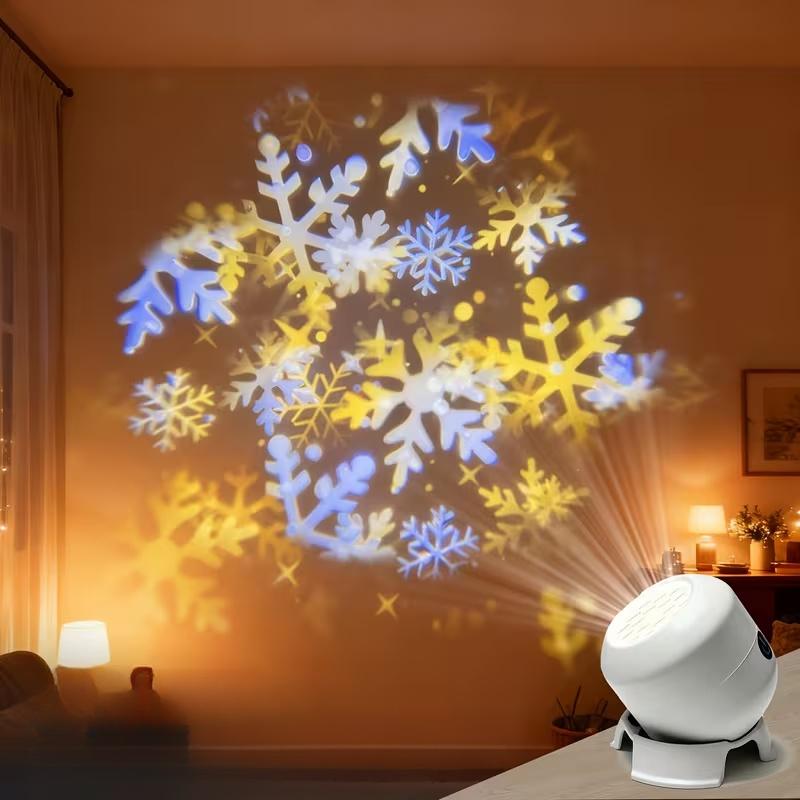Led Ocean/Snowflake Projector Light 360 Degree Rotating Dynamic Night Light Rechargeable Usb Powered Ambient Lamp Decorative Lighting