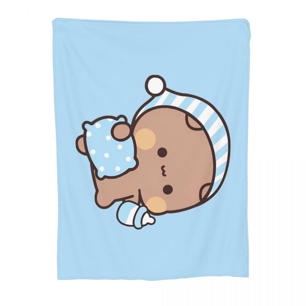 Bubu Dudu Going To Sleep Blanket Flannel All Season Panda and Bear Portable Soft Throw Blanket for Bedding Bedroom Quilt