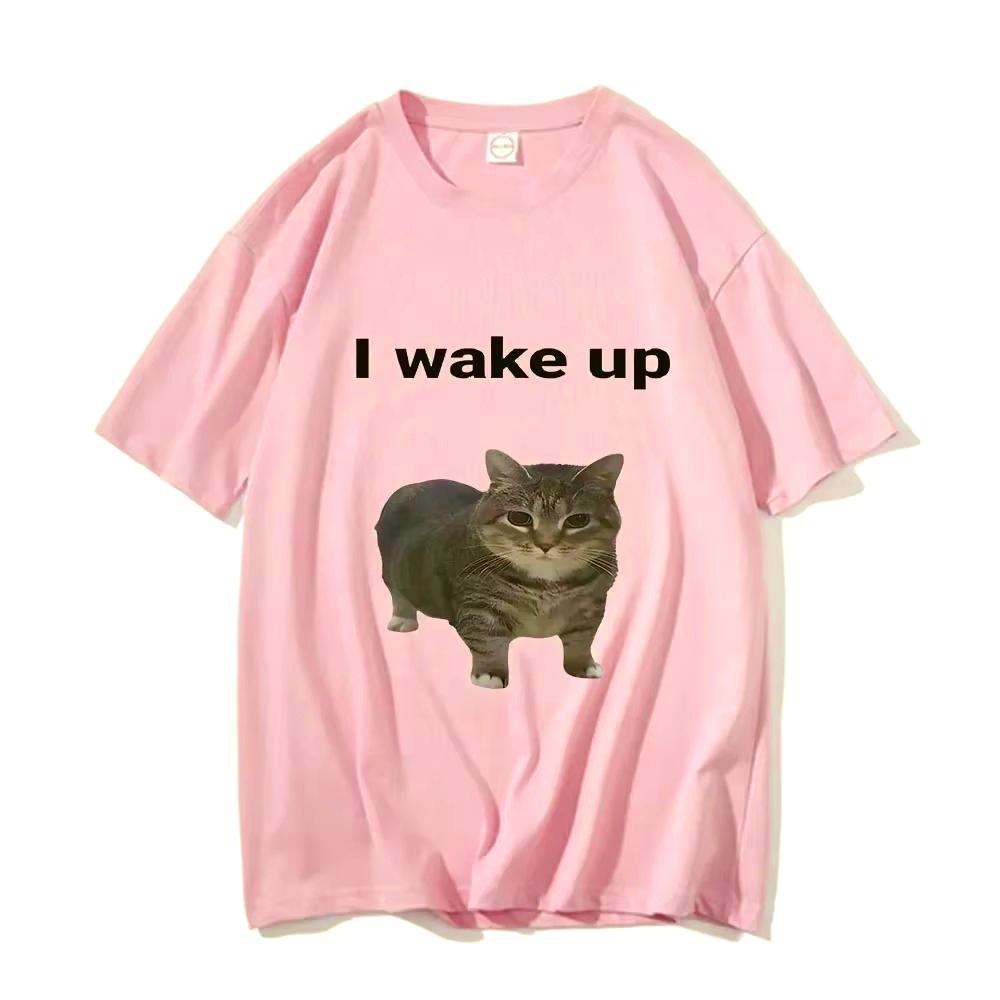 Kleidung Harajuku Ästhetik T-Shirt Vintage Unisex Streetwear Süße Katze L Wach T-Shirts Lustig Cool Klassisch Herren Kurzärmelig