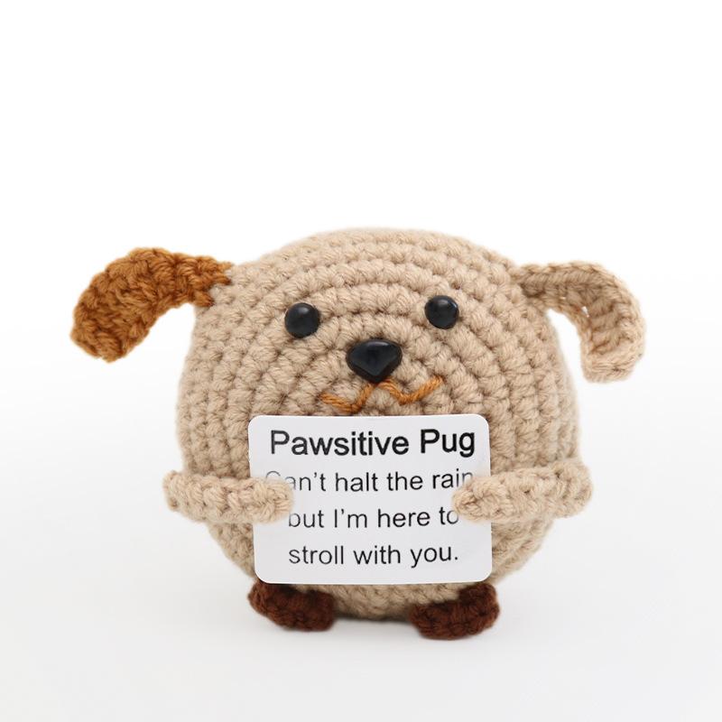 Funny Crochet Pig Doll Ornament Home Room Decoration Handmade Knitted Positive Energy Pig Doll With Card Christmas Party Gifts