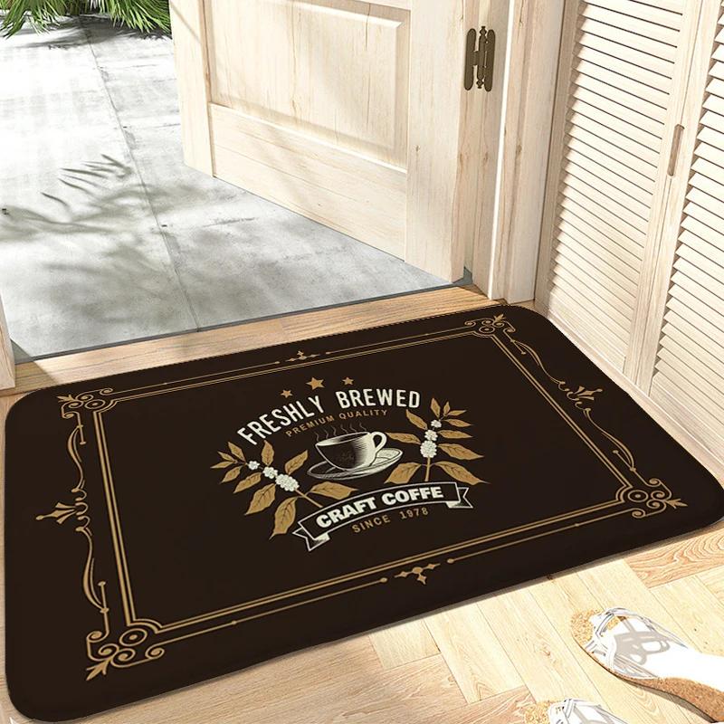 Café Carpet Entrance of House Bathroom Mat Anti Slip Hallway Veranda Floor Soft Rug for Bedroom Modern Home Decoration