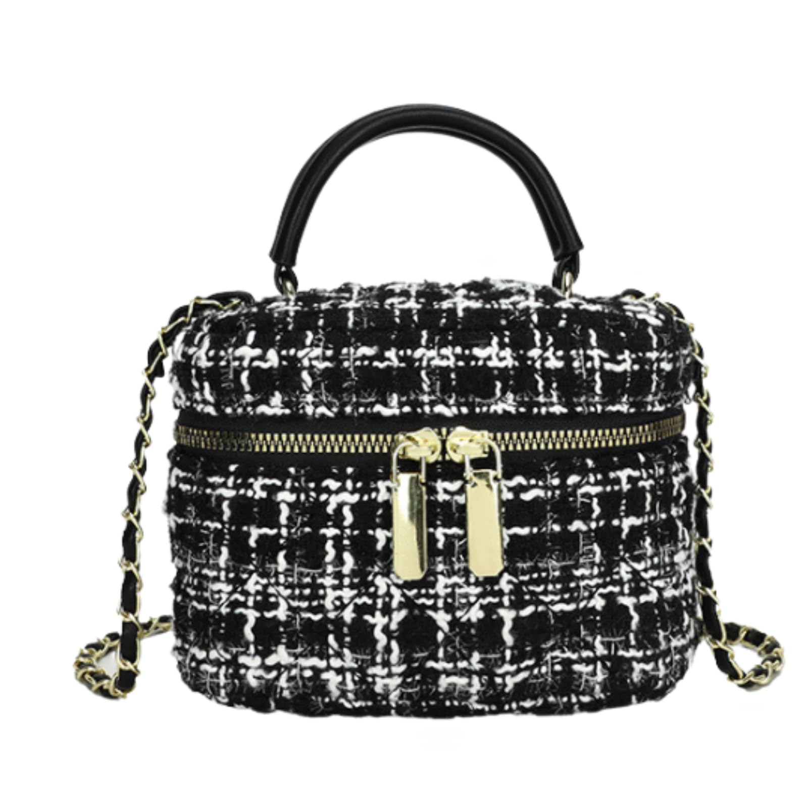 

Harujio Tweed Vanity Shoulder Mini Mini Shoulder Vanity Cosmetic Small Makeup Black and Shoulder Party Bag Bag, Bag, Bag, Women s, Bag, Pouch, Bag, чорний