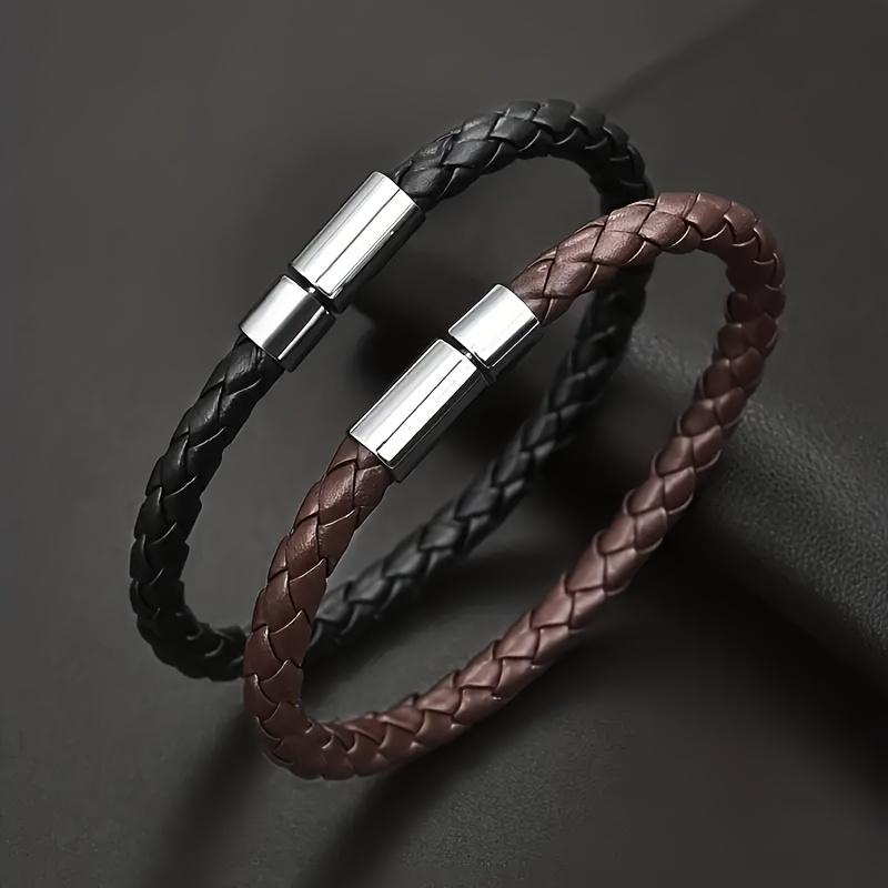 1pc Men's PU Leather Bracelet, Punk Rock Street Style, Minimalist & Stylish, Football Sporty Wristband