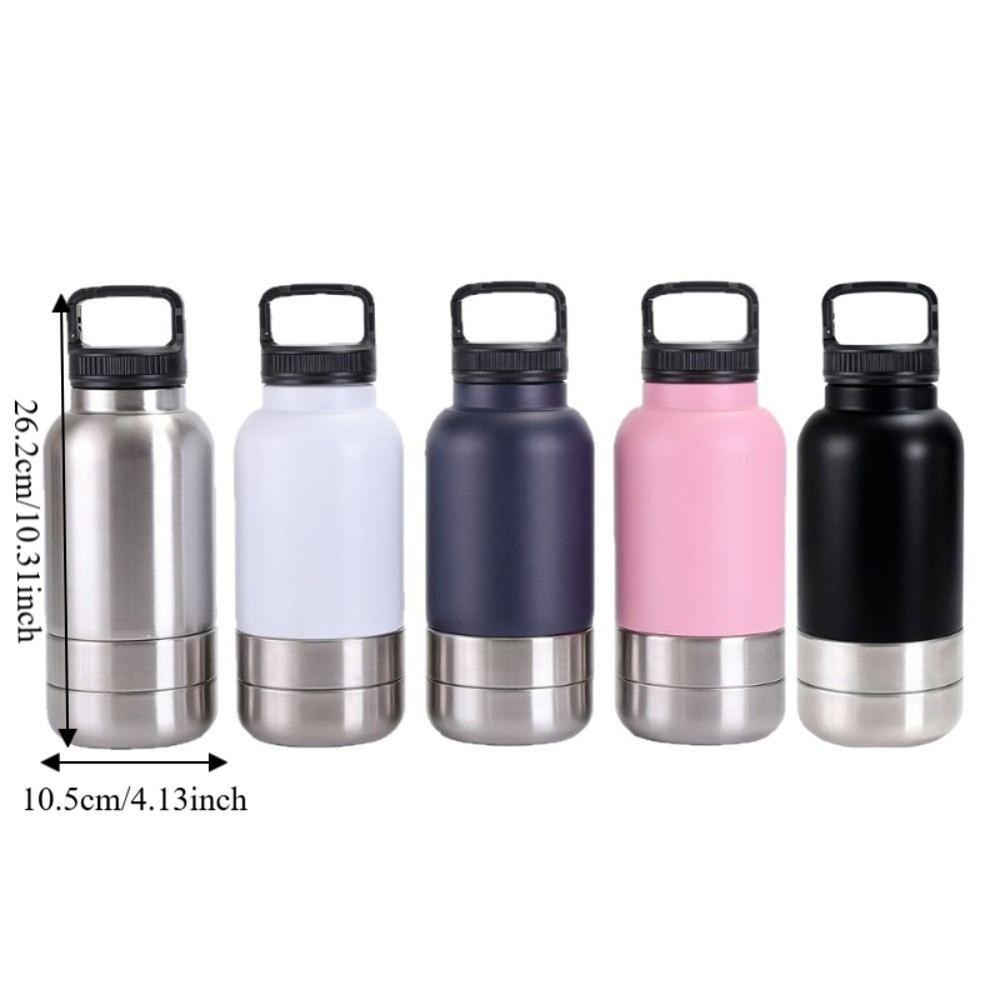 3 in 1 Stainless Steel Pet Water Bottle Multi-layered 32Oz Dog Feeding Bottle Leak-proof Large Capacity Dog Drinking Bottle