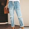 Women Color Hole Low Waist Jeans Flares Fashion Pants Trouser