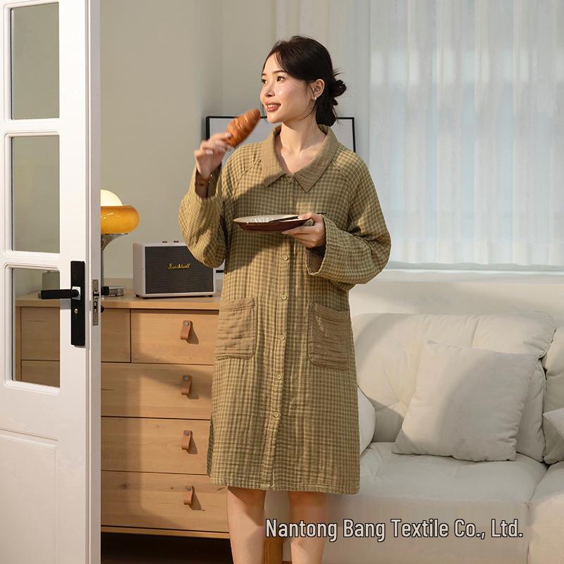 Little Warm Current 2025 Women's Four-Layer Cotton Gauze Long-Sleeve Pajama Set