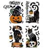 Pumpkin Glass Decoration 4 Sheets Halloween Black Cat Window Clings, Spooky Reusable Seasonal Adsorption Sticker, Double Sided Static Decals for Door