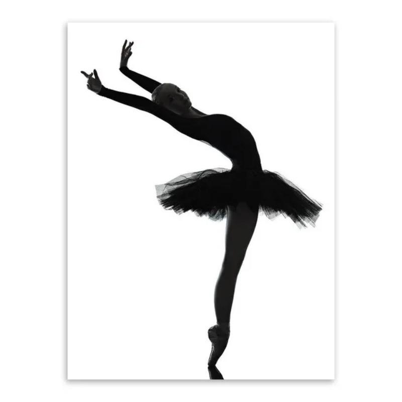 Modern Black White Ballet Dancer Canvas Painting Silhouette Beauty Girl Photo Art Prints and Posters Wall Art Pictures for Decor