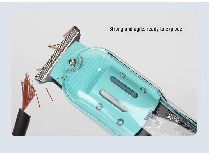 Tondeuse à cheveux professionnelle LCD rechargeable transparente rétro pour le rasage et la coupe