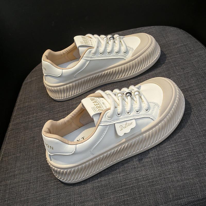 

Студенческие туфли на платформе из натуральной кожи, маленькие белые туфли, женские, лето 2025, новинка, нишевые, универсальные, кеды, спортивные и повседневные, туфли на подошве «бисквит» 40 хаки