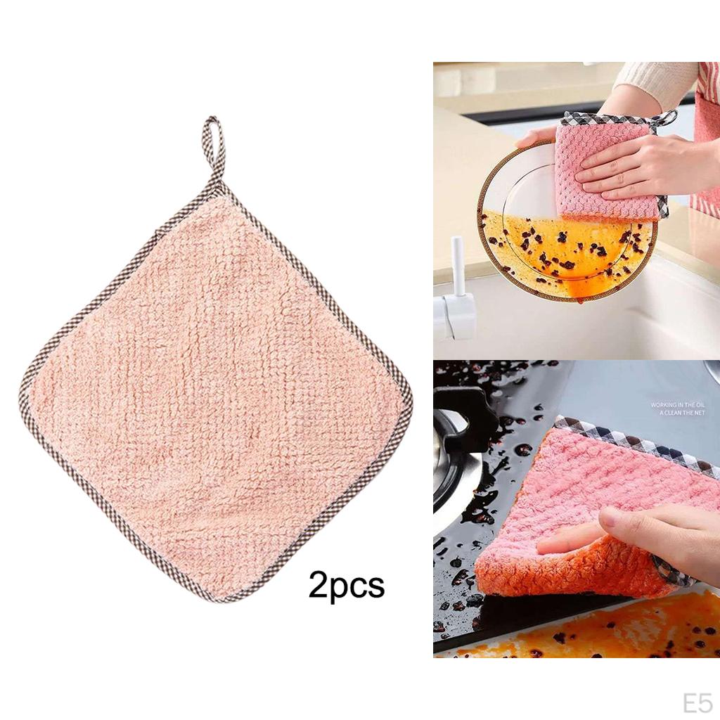 2PCS Absorbent Microfiber Kitchen Cloth Dish Cleaning Towel