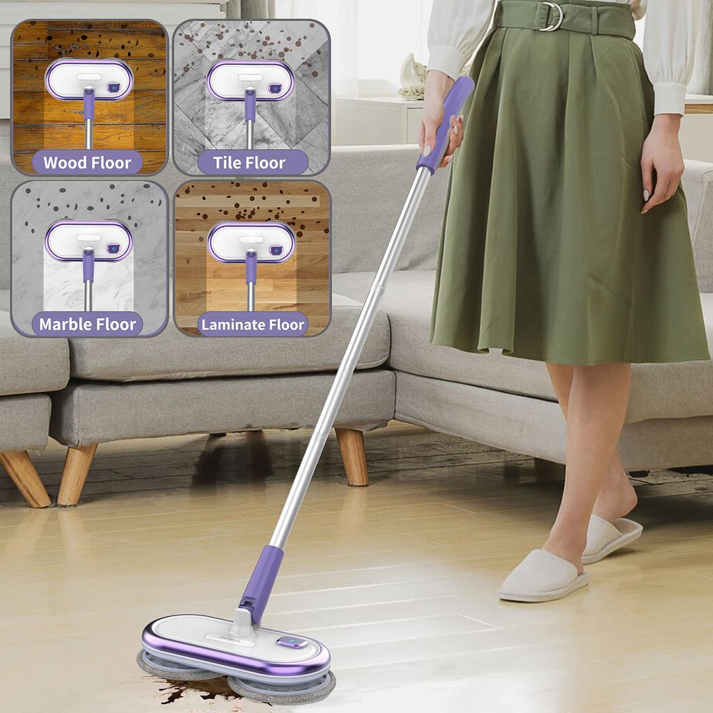 GOBOT Electric Rotating Cordless Electric Mop 4 Mop Wireless Ceiling Cleaning Adjustable Floor Cleaning Wet Hardwood Flooring Mop, Mop, Cleaner, Pads,