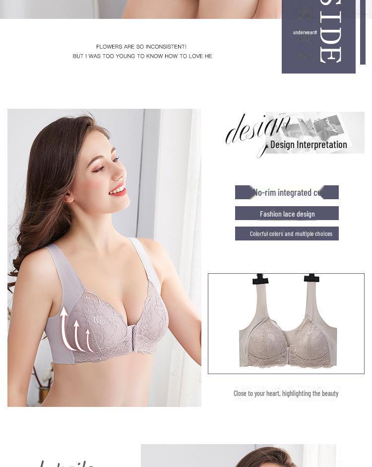 Large Size Front Buckle Lace Seamless Bra - U-Shaped Nursing Comfort Bra Without Steel Ring